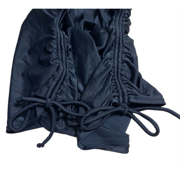 Merona Halter Tankini Swim Top Padded Size M Black Ruched Retro Pinup Boho NWOT - Picture 5 of 11